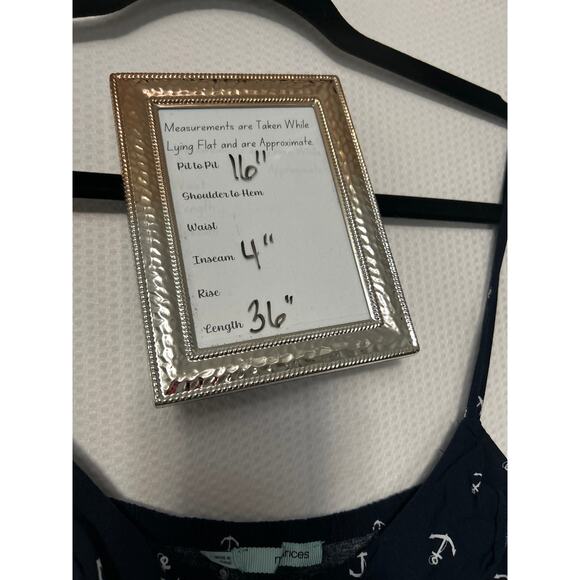 Maurices Navy Blue Anchor Print Sleeveless Pockets Romper Ruffle Detail Size M - Picture 9 of 10